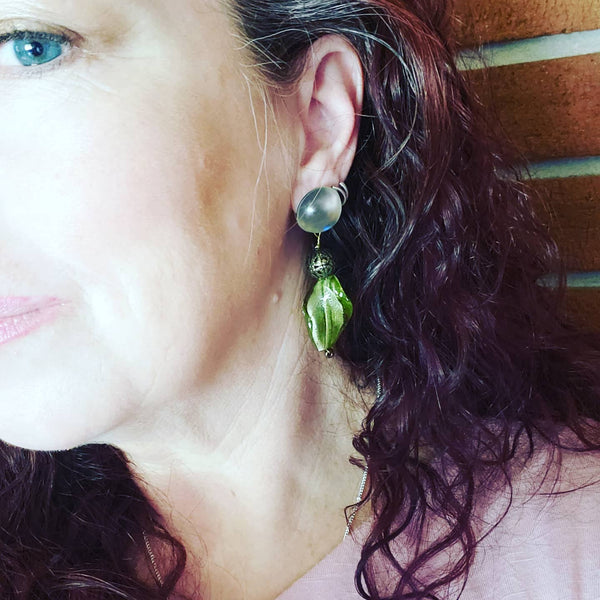 Green Drop Earrings