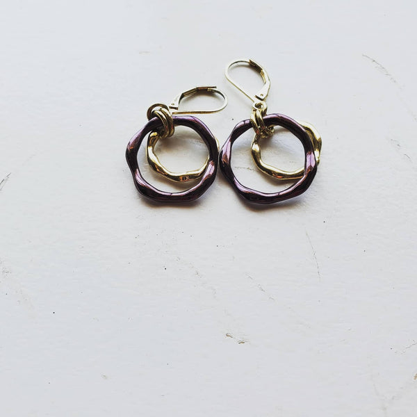 Purple and Gold Earrings