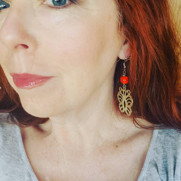 Orange Butterfly Earrings