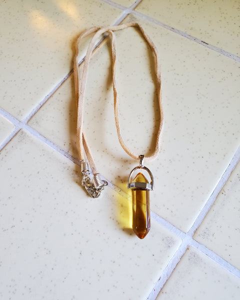 Citrine and Suede Necklace