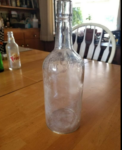 Vintage Embossed One Quart Bottle