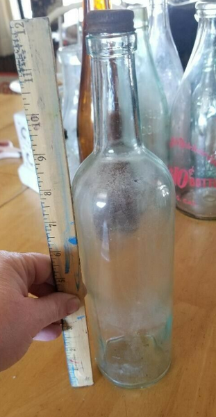 Vintage Clear Glass Bottle With original metal lid