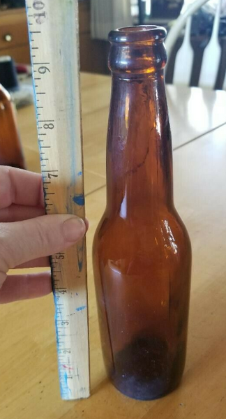 Vintage  Amber Glass Beer Bottle
