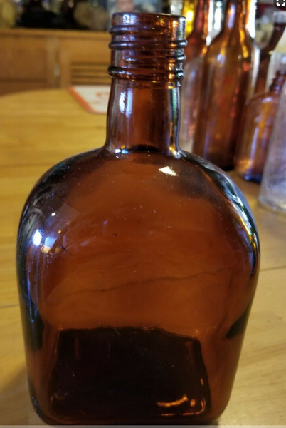 Large Vintage Amber Apothecary Bottle