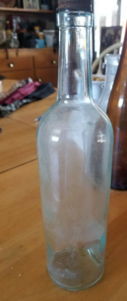 Vintage Clear Glass Bottle With original metal lid