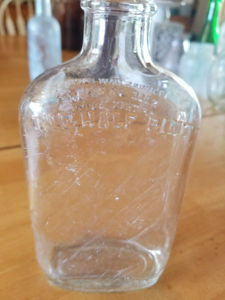 Vintage One Half Pint Clear Glass Bottle