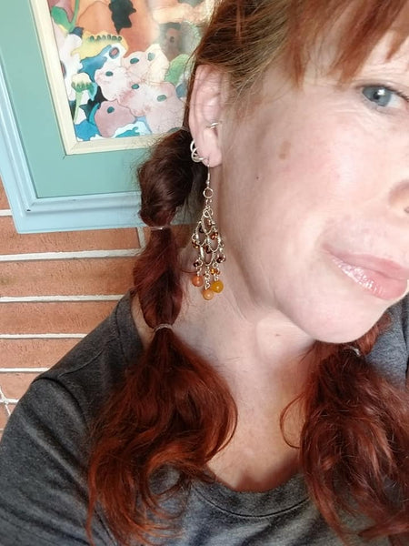 Orange Chandelier Earrings