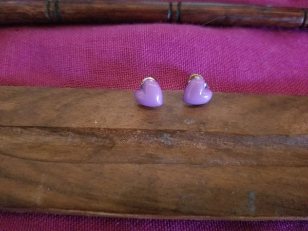 Lavender Puffy Heart Earrings