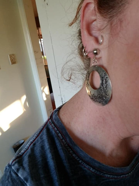 Etched Clip On Earrings