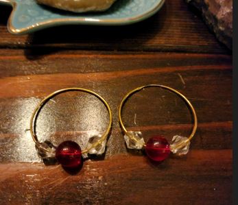 Red Bead Hoop Earrings