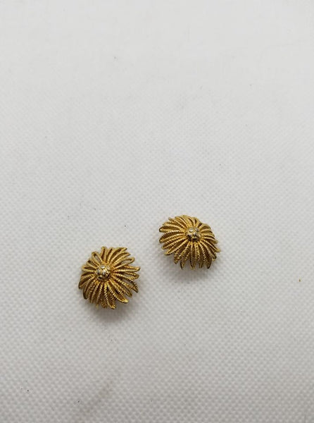 Golden Flower Clip On Earrings