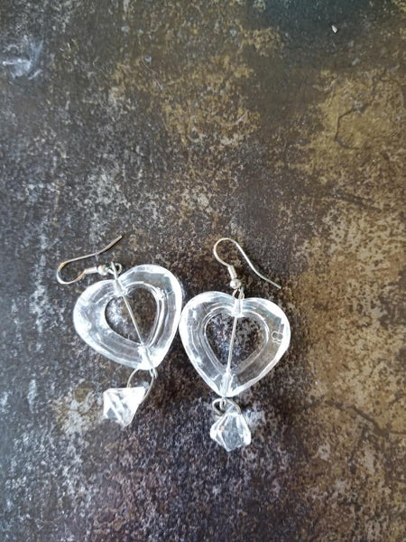 Clear Heart Earrings