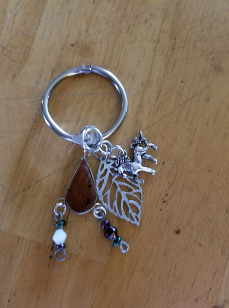 Brown Jasper Unicorn Keychain