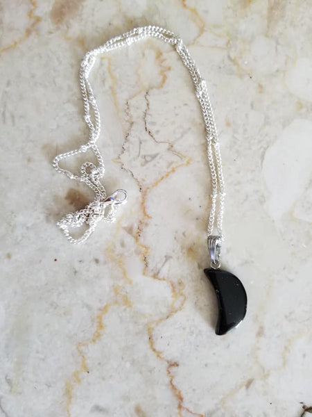 Black Onyx Moon Necklace