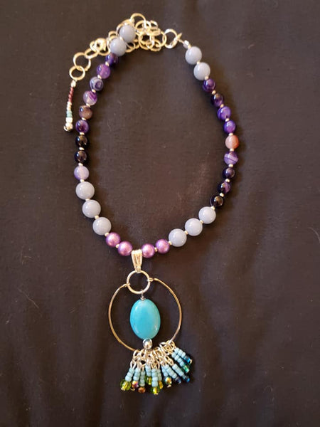 Amethyst Angelite Turquoise Necklace