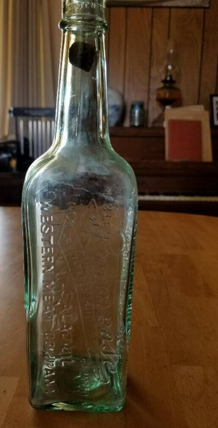 Vintage 1920s Primrose Salad Oil Bottle Western Meat Company Glass