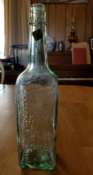 Vintage 1920s Primrose Salad Oil Bottle Western Meat Company Glass